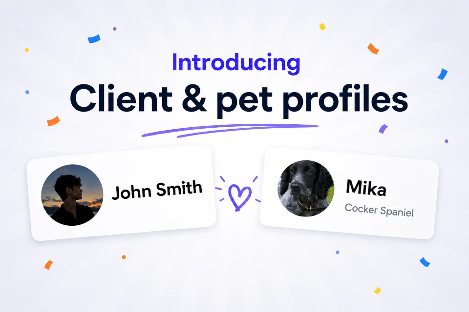 Screenshot showing client and pet profile photos