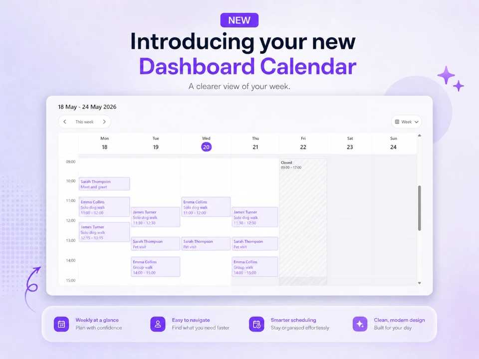 Screenshot showing the new dashboard calendar