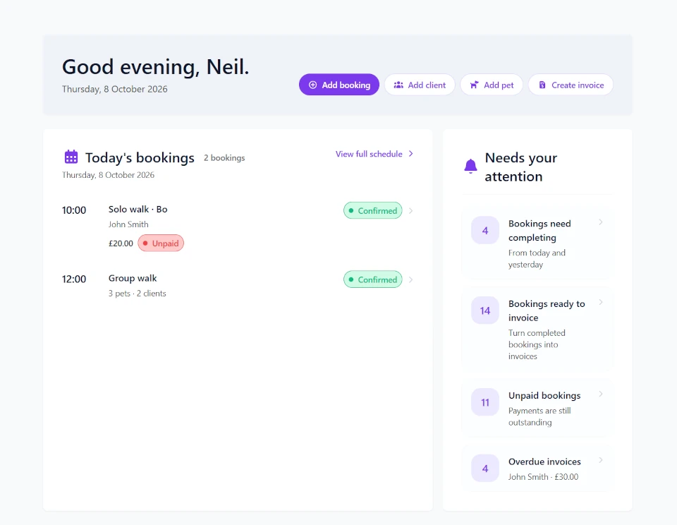 Screenshot showing the daily operations dashboard in Leadr