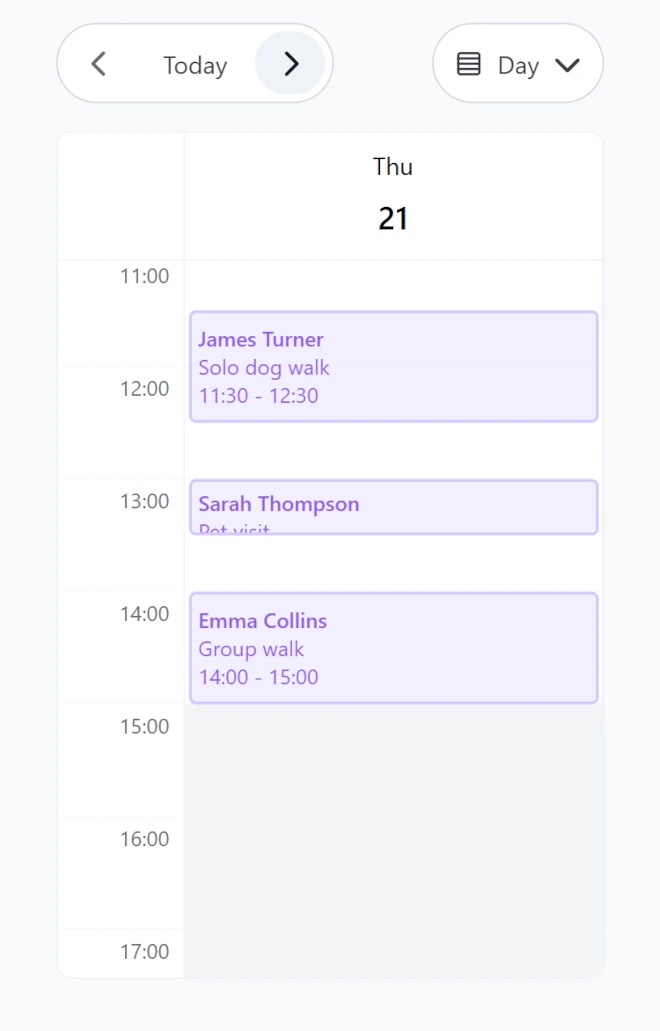 A Leadr screenshot showing bookings on a mobile screen