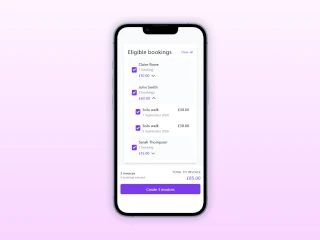 Screenshot showing Leadr's invoice creation screen