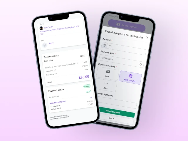 Leadr payments screen showing payment history and status
